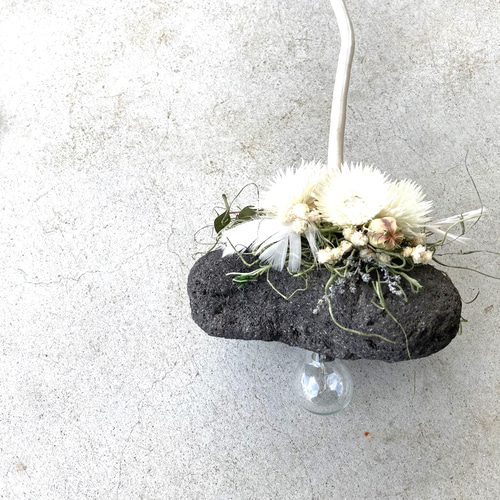 ストーンライト 石とドライフラワーのペンダントライト シーリング