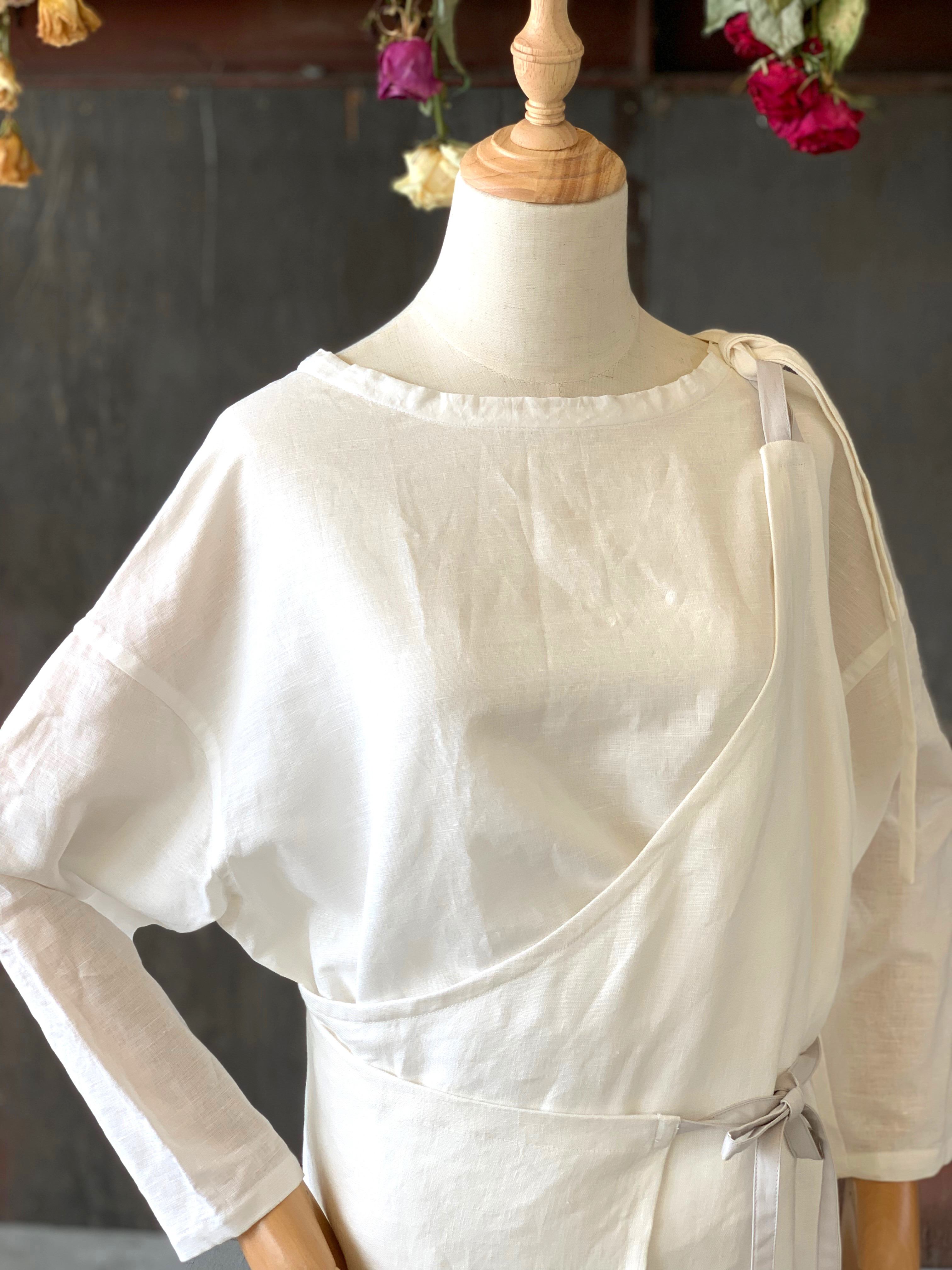 リネン　エプロン　saron de apron