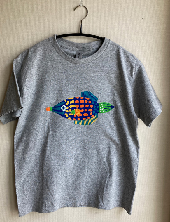 テングカワハギ　Tシャツ　レディス　グレー地 1枚目の画像