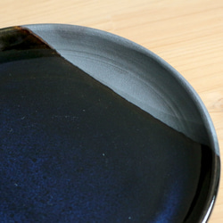 小石原焼 小石原焼き 藍釉 鉄釉掛分 5寸皿 ラウンドプレート 秀山窯 陶器 器 shuzan-023 5枚目の画像