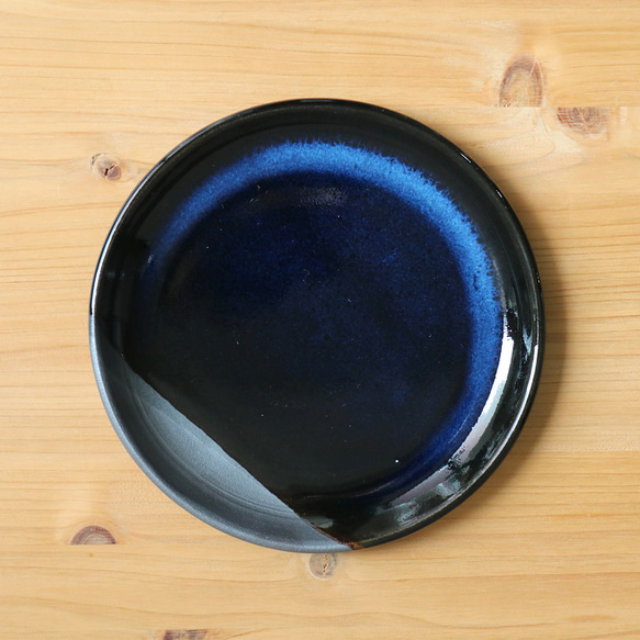 小石原燒 小石原燒 靛藍釉鐵釉 5 英寸盤圓盤 Shuzan 窯陶器 shuzan-023 第3張的照片
