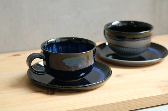 小石原焼 小石原焼き 藍釉 鉄釉掛分 5寸皿 ラウンドプレート 秀山窯 陶器 器 shuzan-023 12枚目の画像