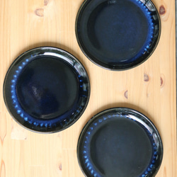 小石原燒 小石原燒 靛藍釉鐵釉 5 英寸盤圓盤 Shuzan 窯陶器 shuzan-023 第8張的照片