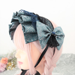 藍色×編上　ブラック　ネイビー　ヘッドドレス 5枚目の画像