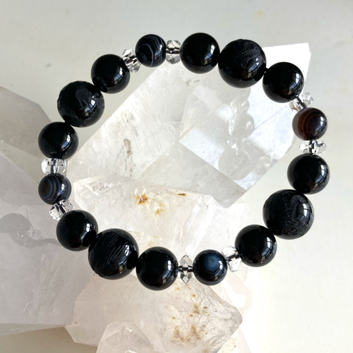 風水四神獣♪オニキス】オリジナル♪フォーチュンお守りブレスレット