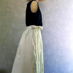 アンティーク刺繍 ギャザー巻きスカート typeC  / コットンリネン ダブルガーゼ　 4枚目の画像