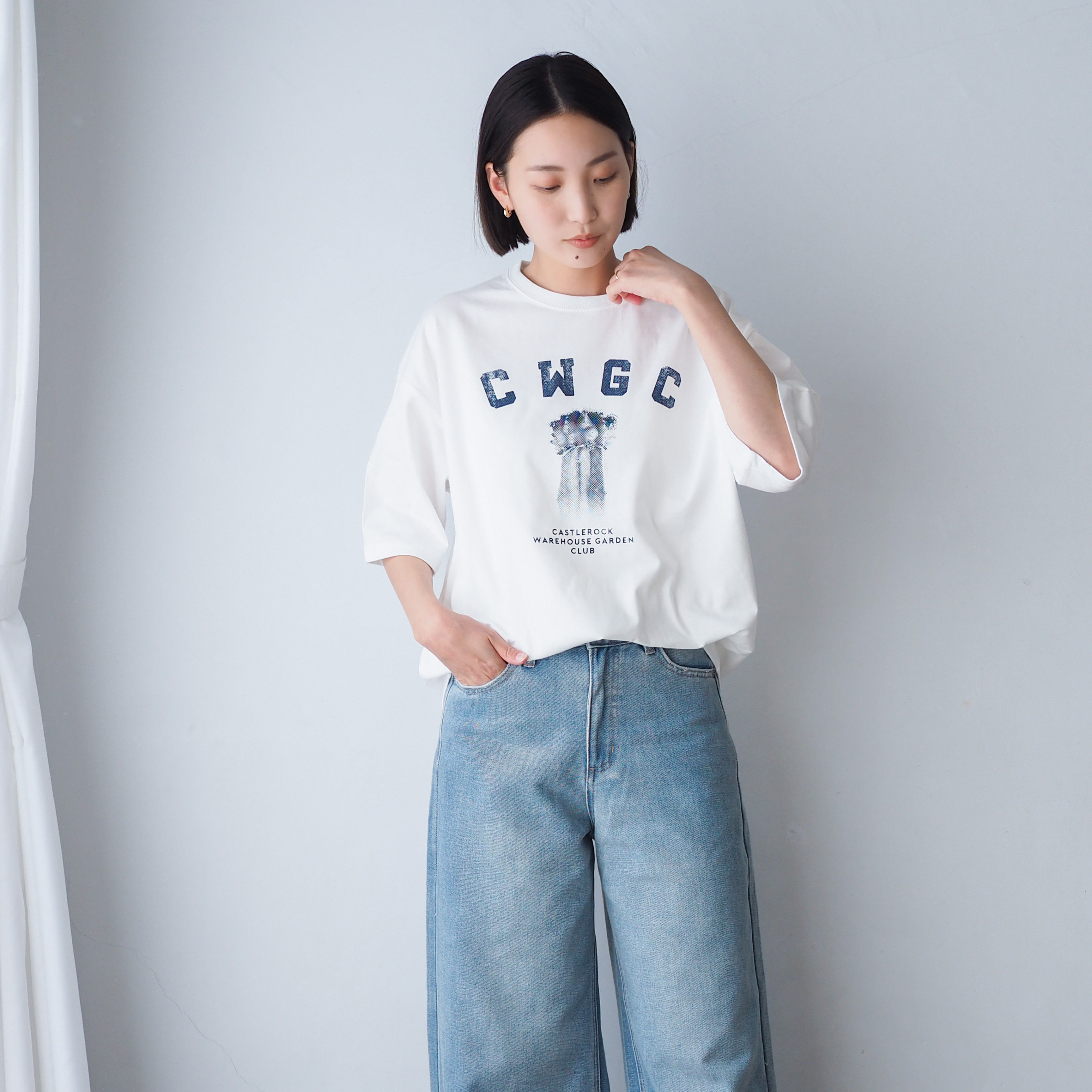 Moon cuctus Tee ホワイト(半袖Tシャツ)