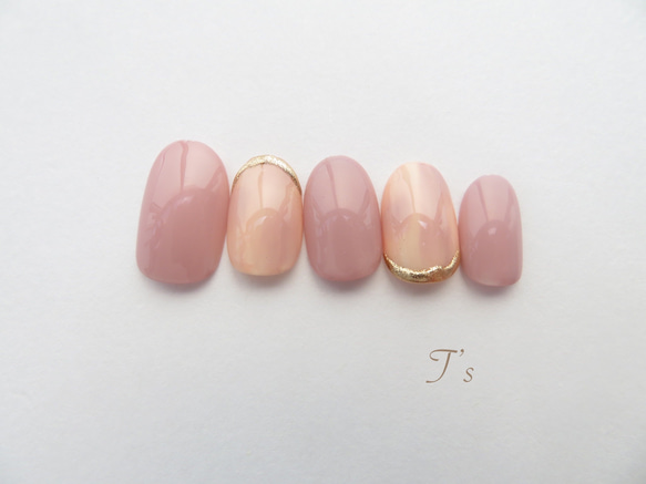 No.4 グレーベージュ×ニュアンス×ミラー ネイルチップ（つけ爪） T's