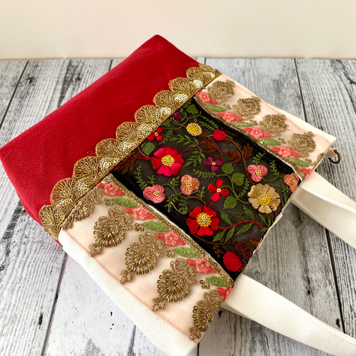 母の日ギフト！花と金モチーフのシースルーインド刺繍リボン