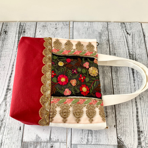 母の日ギフト！花と金モチーフのシースルーインド刺繍リボン