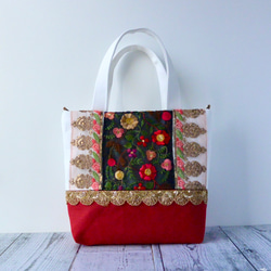 はるちゃん★☆　3roomsトートバッグ インド刺繍ダイヤブーケ柄 6da263df566ebce968925d8eb7ef36