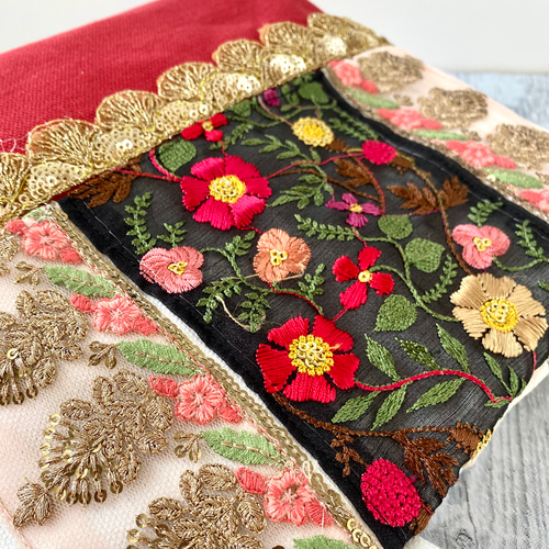 母の日ギフト！花と金モチーフのシースルーインド刺繍リボン