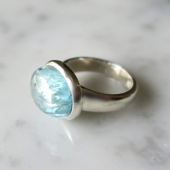 【ブルージルコン リング】 b 15×12mm blue zircon ring 3枚目の画像