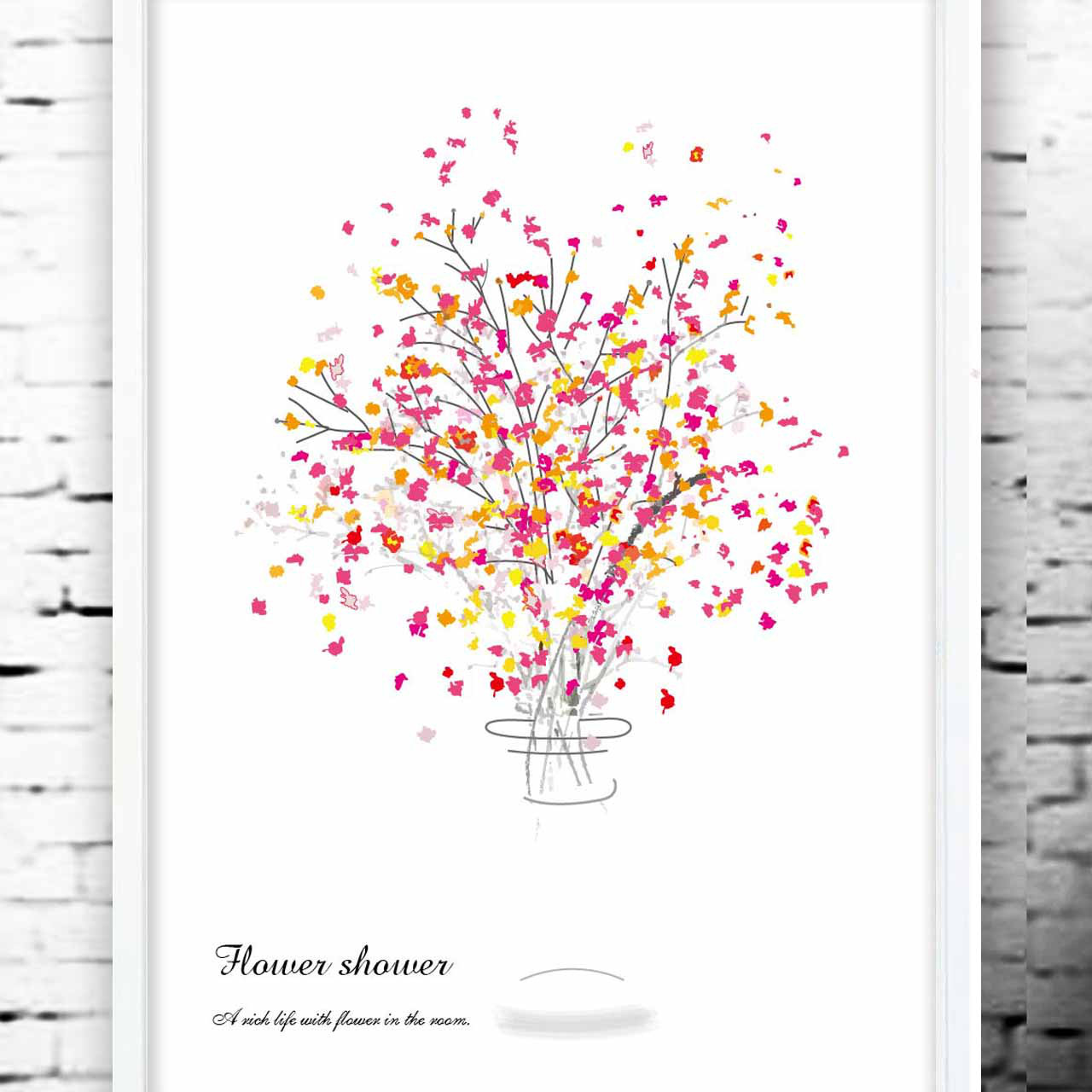 想像させる花瓶　花　イラスト　ポスター  A4  A3  A2　A1 アートポスター　アート　結婚祝い　新築祝い1359