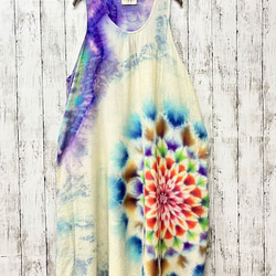 紮染新款無袖連身裙 夢幻般的曼陀羅，美麗的色彩如薰衣草倒映在湖面上 HD19-27 第10張的照片