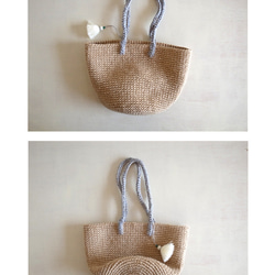 麻ひもバッグ tote ・Blue-gray handle・●受注生産● 6枚目の画像