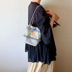 【sold out】 斜めがけにも！2way canvas mini bag （あじさいインド刺繍） 4枚目の画像