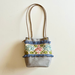 【sold out】 斜めがけにも！2way canvas mini bag （あじさいインド刺繍） 12枚目の画像