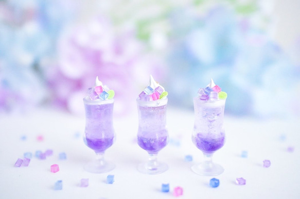 スーパーセール期間限定 紫陽花クリームソーダのミニチュア その他置物 Chocolate Lily ネイルチップ・付け爪
