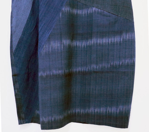 新色再販☆インディゴ手織綿のゆったりパッチワークワンピース 15枚目の画像