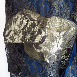 在庫限り　オーダードレスの使用する　黒地にマッドゴールドラメ糸がとてもおしゃれな高級日本製レースで作製した長羽織 3枚目の画像