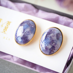 景泰藍紫藤橢圓形耳環 第1張的照片