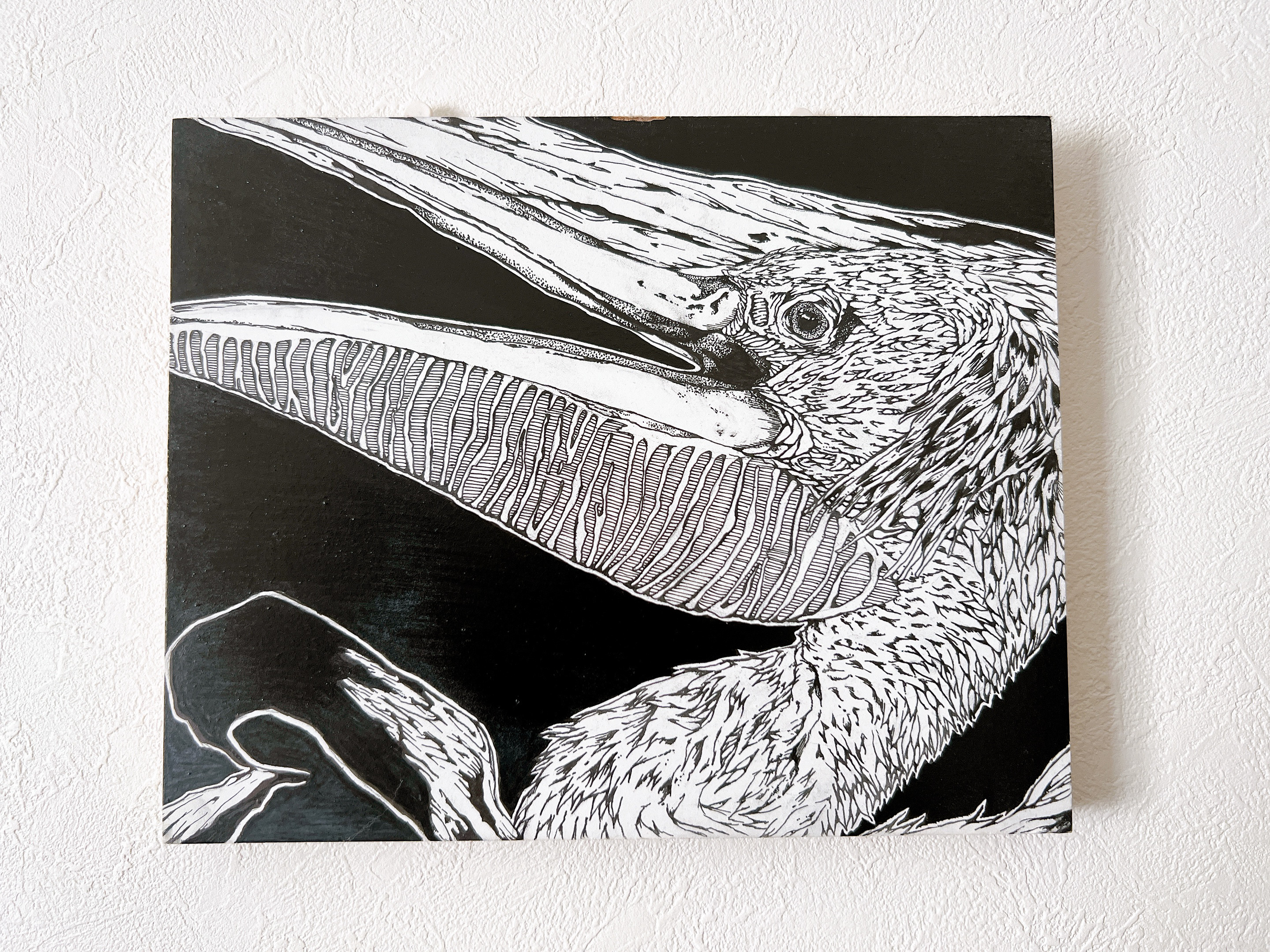 【原画】鳥　#アートパネル#一点物#モノクロ#動物