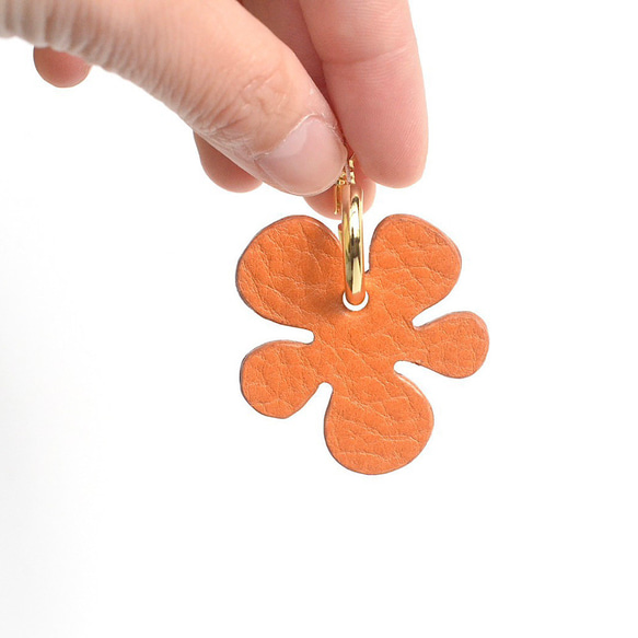 Cookie flower【レザーピアス/イヤリング】“orange” 10枚目の画像