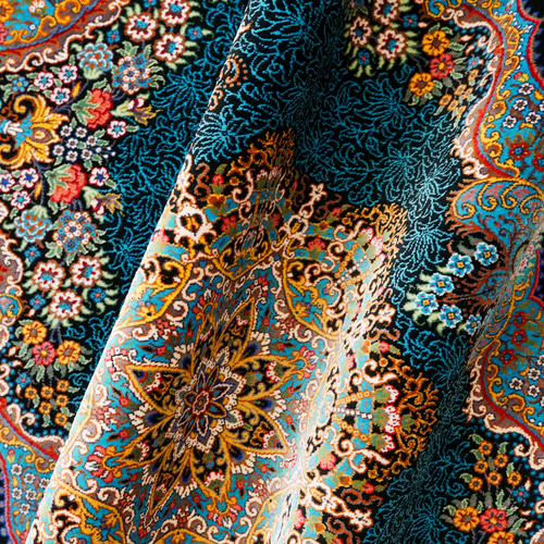 ペルシャ絨毯クム産 ムサヴィ工房 シルク 証明書付 87×58cm カーペット