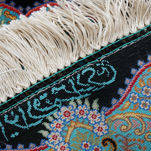 ペルシャ絨毯クム産 ムサヴィ工房 シルク 証明書付 87×58cm カーペット