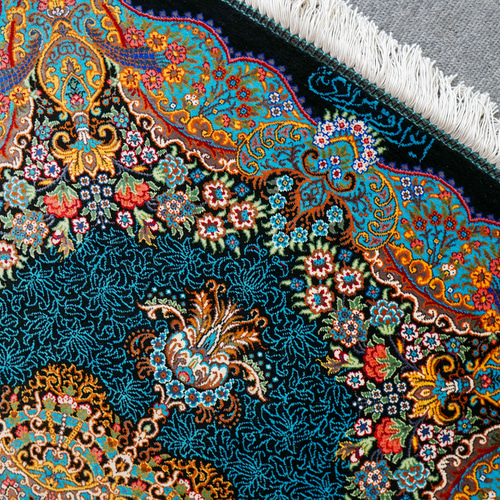 GMIK331◯ペルシャ絨毯 ラグ カーペット伝統工芸 シルク オーバル ヴィ