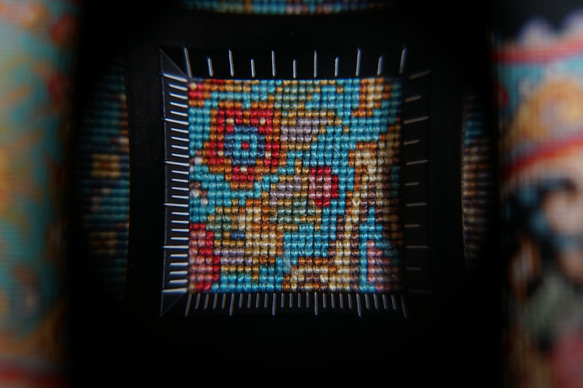 87×58cm　【ペルシャ絨毯　クム産　ムサヴィ工房　シルク　】 6枚目の画像