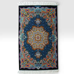 ペルシャ絨毯クム産 ムサヴィ工房 シルク 証明書付 87×58cm カーペット