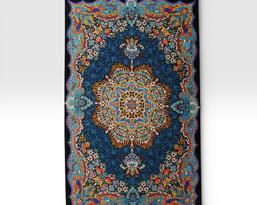 ペルシャ絨毯クム産 ムサヴィ工房 シルク 証明書付 87×58cm カーペット