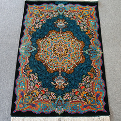 87×58cm 【ペルシャ絨毯 クム産 ムサヴィ工房 シルク