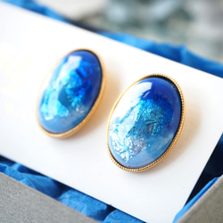 景泰藍陶器 Shiosai 橢圓形耳環 第6張的照片