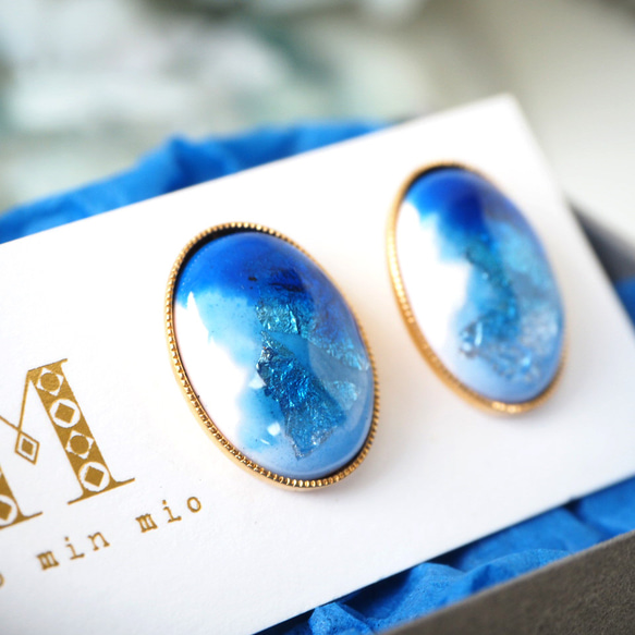 景泰藍陶器 Shiosai 橢圓形耳環 第5張的照片