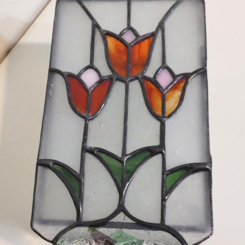 ステンドグラス製のチューリップの宝石入れ・ジュエリーボックス