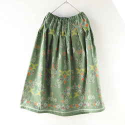 手織りイカットの春色ふわりスカート 2枚目の画像