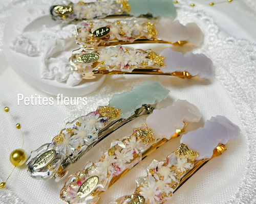 【一点もの】HANDMADE ドライフラワーリボン バレッタ ヘアアクセサリー va-300030.jpg