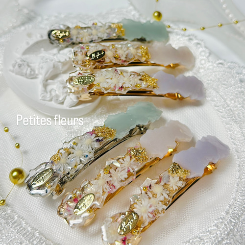 ドライフラワー はやい 細ロング 単品 レジン バレッタ ドライフラワー はやい 細ロング 単品 レジン バレッタ