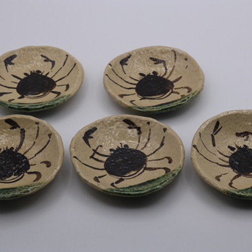 魯山人好みカニ絵小皿5客組（作品番号R-051） 小皿 森の丘陶房 通販