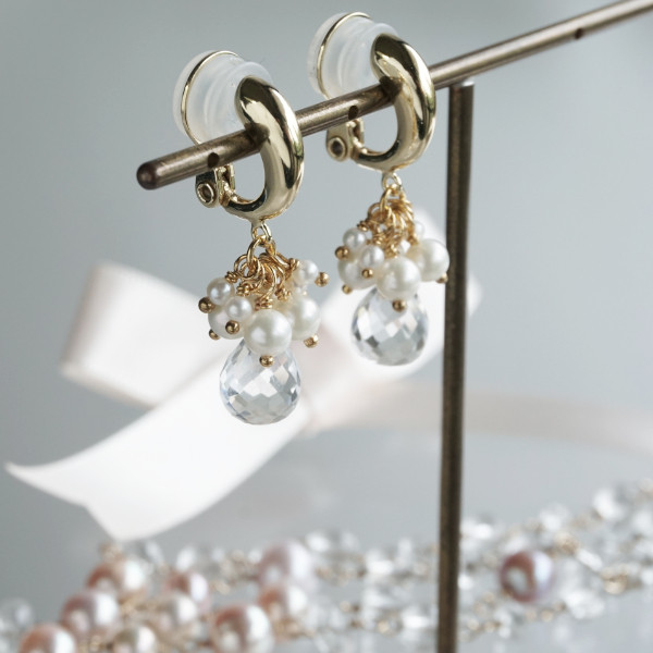 ベビーパール＆クリスタル イヤリング