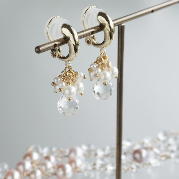 ベビーパール＆クリスタル イヤリング