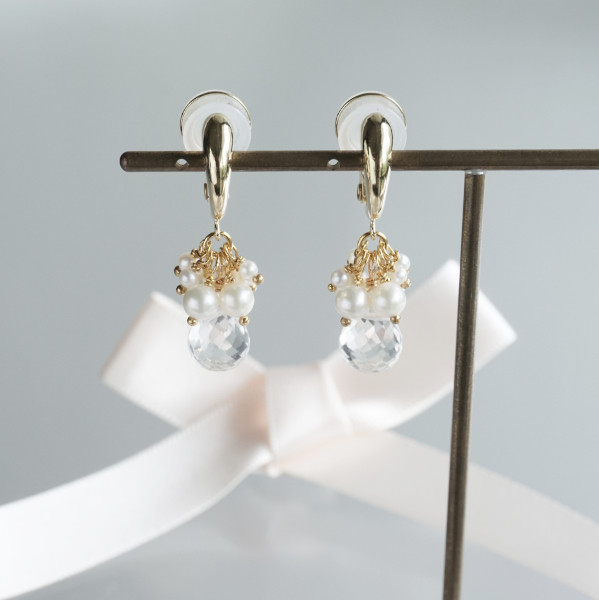 ベビーパール＆クリスタル イヤリング