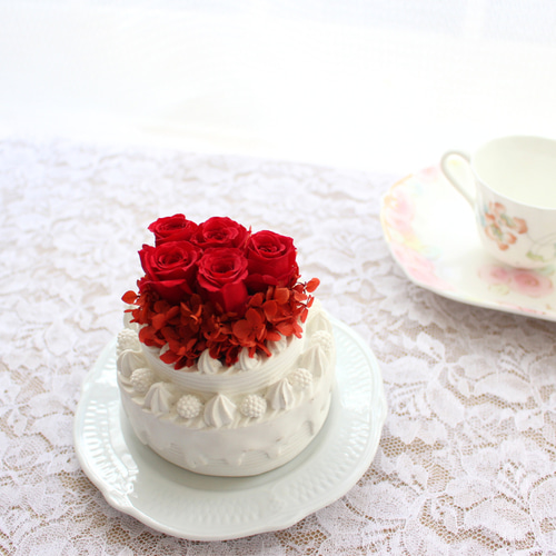 フラワーホールケーキミニ プリザーブドフラワー 誕生日 お祝い 記念日