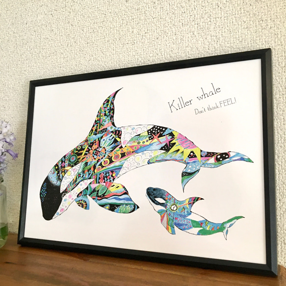 シャチ Killer whale ver.4   横バージョン/アートイラスト　ポスター　B4/A4/A3 5枚目の画像