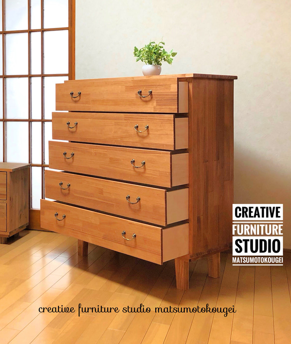 5DRS Wide-chest antique 箪笥 広い引出したっぷり収納 チェスト