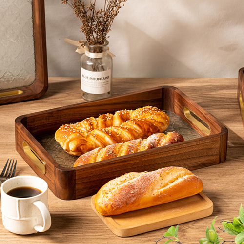 トレー 木製 最大幅42cm キッチン雑貨 カフェ トレイ お盆 ガラス