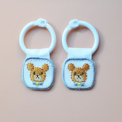 ひっぱりやすい♪洗える刺繍 シューズタグ　くまちゃん 4枚目の画像